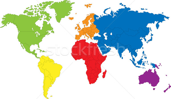 Világtérkép színes térkép világ országok keretek Stock fotó © Volina