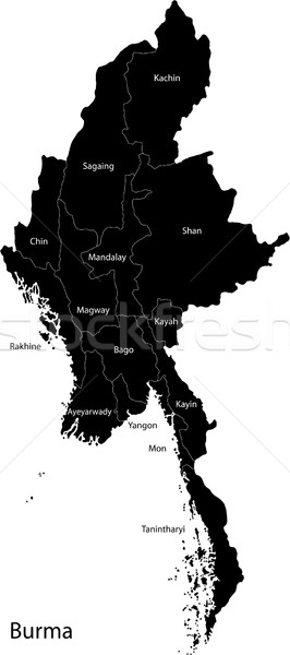 Fekete Burma térkép szövetség Myanmar diagram Stock fotó © Volina
