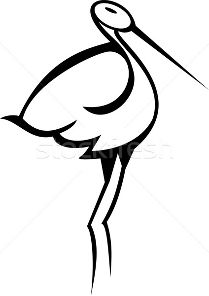 Storch Illustration Silhouette isoliert weiß Design Stock foto © Volina