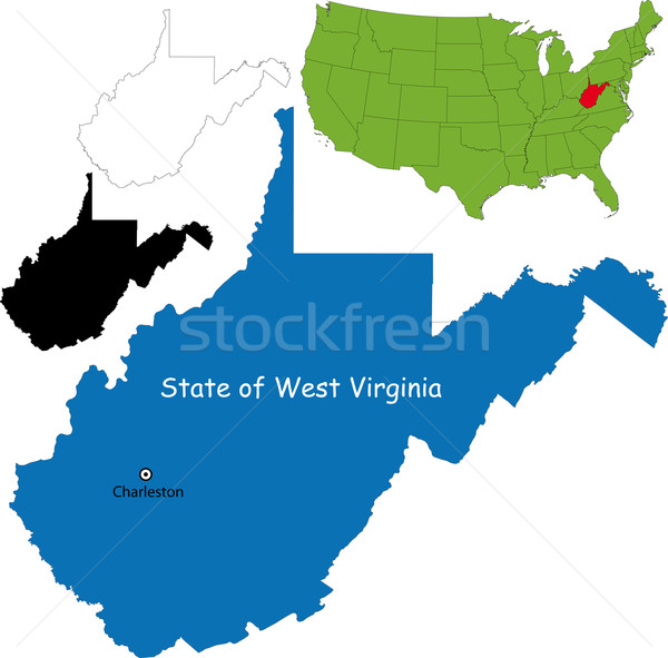 ストックフォト: ウェストバージニア州 · 地図 · 実例 · 米国 · 市 · 色