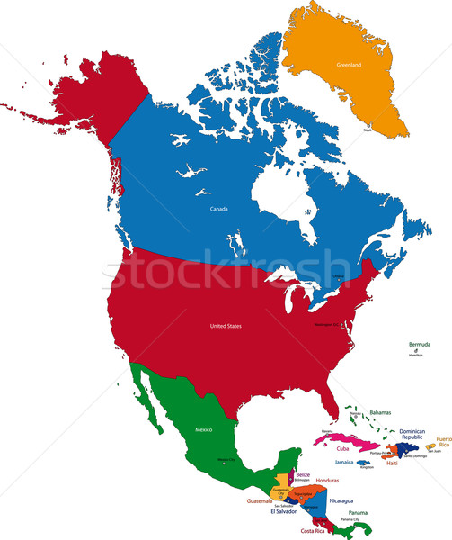 Kuzey Amerika harita renkli Stok fotoğraf © Volina