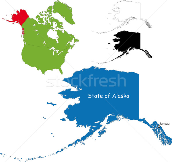 Сток-фото: Аляска · карта · иллюстрация · США · город · цвета