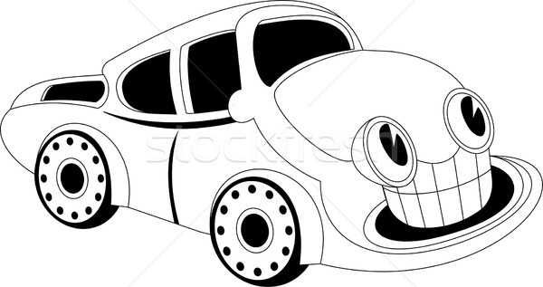 Cartoon auto bianco nero illustrazione faccia felice Foto d'archivio © Volina