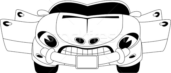 Karikatur Auto Schwarz Weiss Illustration Gesicht Glucklich Vektor Grafiken C Volina Stockfresh