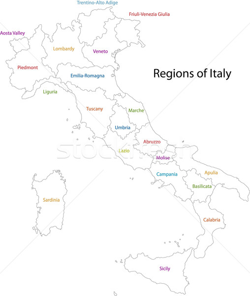 Contorno Italia mappa amministrativa città silhouette Foto d'archivio © Volina