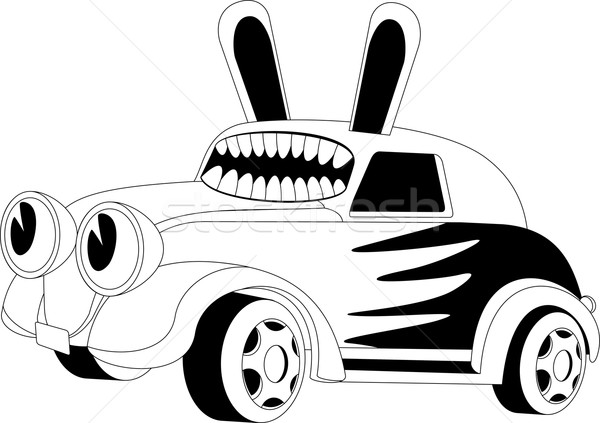 Cartoon auto bianco nero illustrazione faccia felice Foto d'archivio © Volina