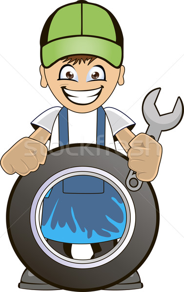 Maşină mecanic desen animat anvelopă Imagine de stoc © Volina