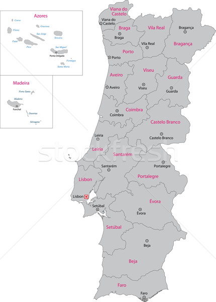 Grigio Portogallo mappa amministrativa città silhouette Foto d'archivio © Volina