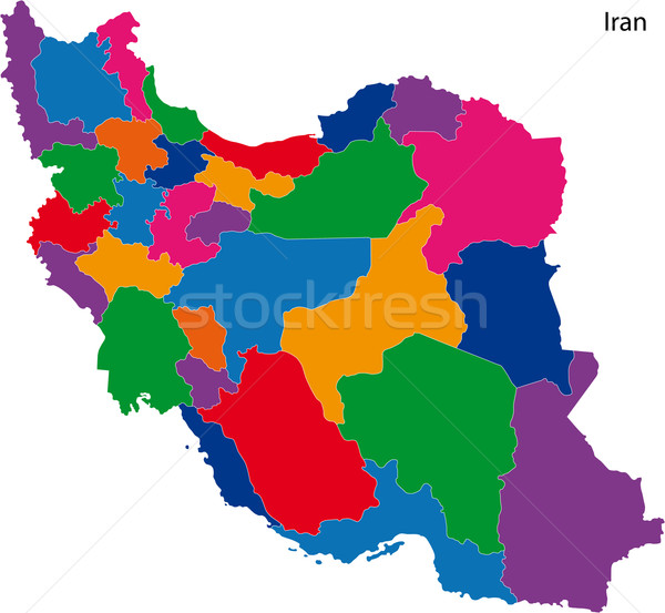 Színes Irán térkép adminisztratív város ázsiai Stock fotó © Volina