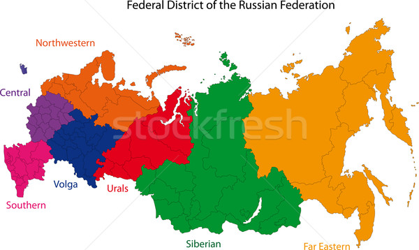 Russia mappa amministrativa russo città silhouette Foto d'archivio © Volina