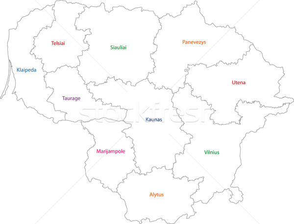 Skicc Litvánia térkép adminisztratív köztársaság város Stock fotó © Volina