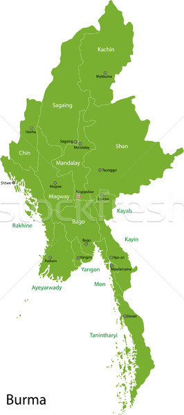зеленый Бирма карта Союза Мьянма Сток-фото © Volina