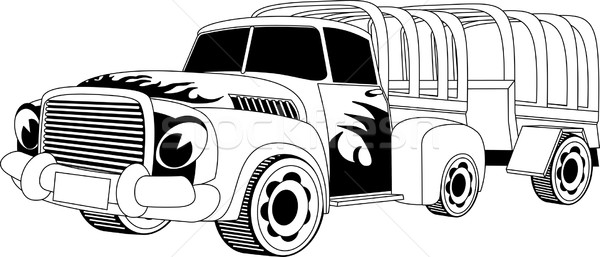 商业照片: 漫画 · 汽车 · 黑白 · 插图 · 面对 · 快乐