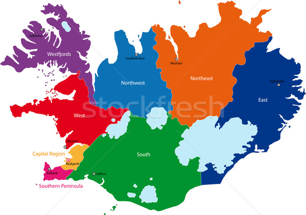 Сток-фото: Исландия · карта · административный · республика · город · стране