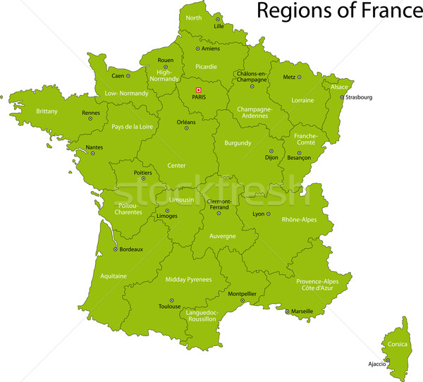 Verde Francia mappa amministrativa città paese Foto d'archivio © Volina