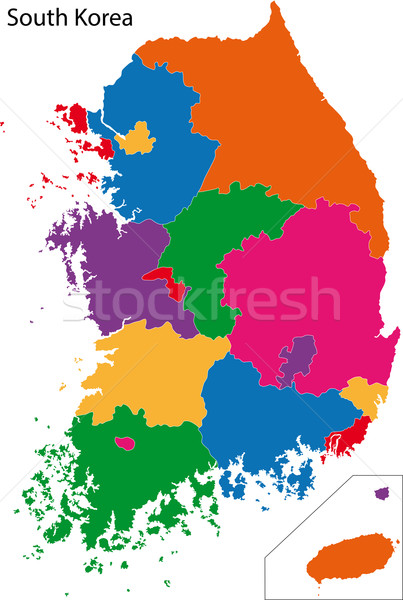 Colorido Corea del Sur mapa administrativo ciudad Asia Foto stock © Volina