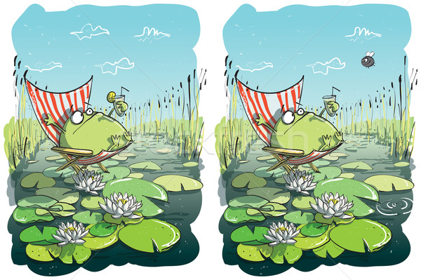 Drôle grenouille différences jeu enfants illustration [[stock_photo]] © VOOK