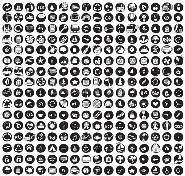 Collection of 256 ecology doodled icons  Stock photo © VOOK