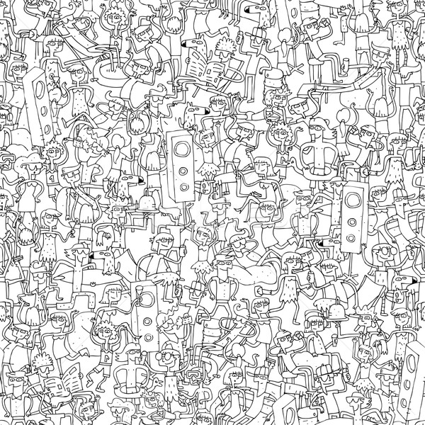 Dance party seamless pattern with doodled youngsters having fun  Stock photo © VOOK