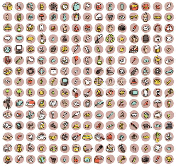 Collection of 225 doodled icons for every ocasion Stock photo © VOOK