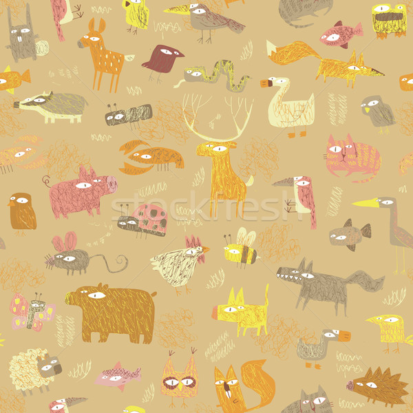 Grunge Tiere Farben Hand gezeichnet Illustration Stock foto © VOOK