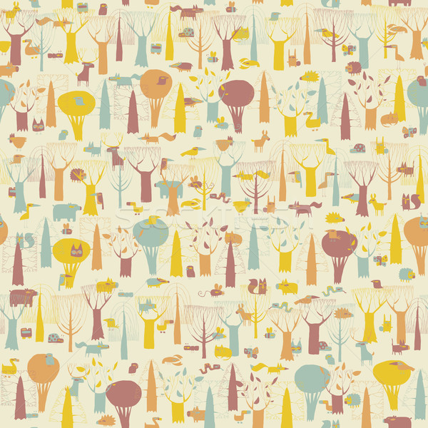 Woodland Animals seamless pattern  Stock photo © VOOK