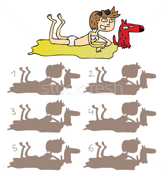 Girl with Dog Shadows Visual Game Stock photo © VOOK