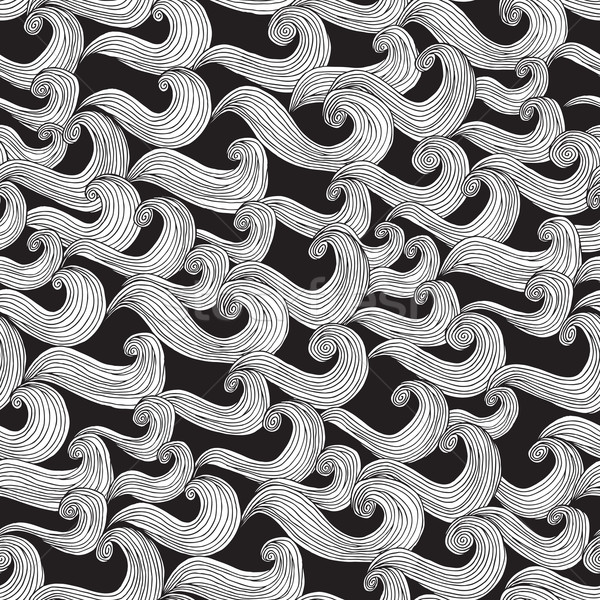 Stock photo: Waves seamless pattern in black and white