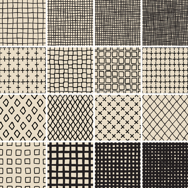 Basic Doodle Seamless Pattern Set No.7 in black and white Stock photo © VOOK