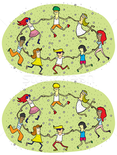 Dance kółko różnice gry dzieci ilustracja Zdjęcia stock © VOOK