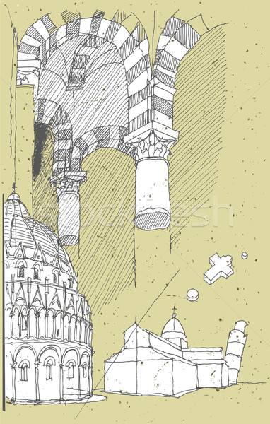 Stock photo: Sketching Historical Architecture in Italy: Pisa