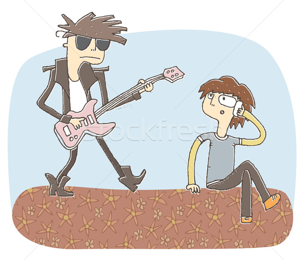 Small vignette illustration of loud guitarist Stock photo © VOOK