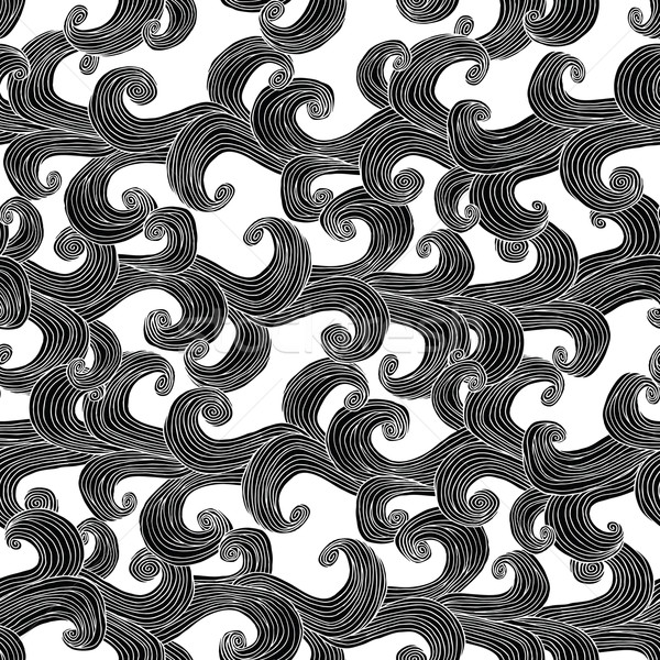 Curly plant seamless pattern in black and white Stock photo © VOOK