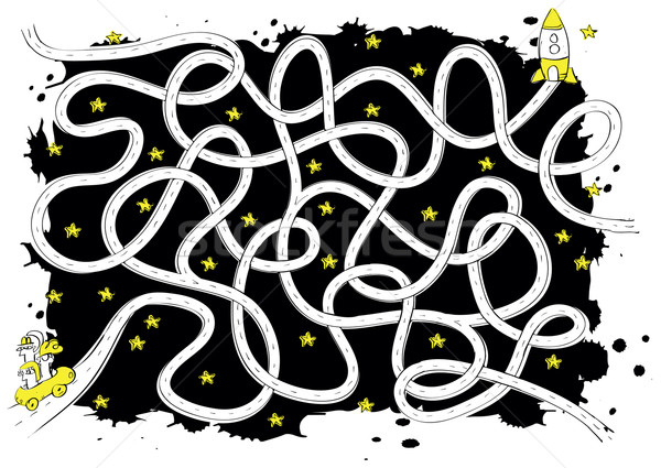 Raum Straße Labyrinth Spiel Kinder Hand gezeichnet Stock foto © VOOK