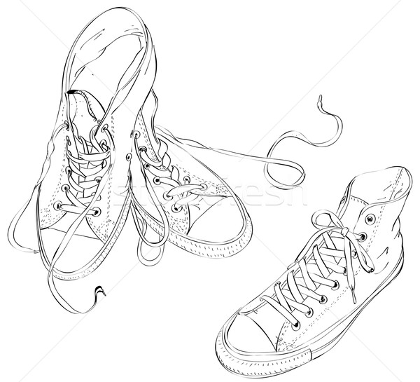 運動鞋 黑白 插圖 eps8 向量 運動 商業照片 © VOOK