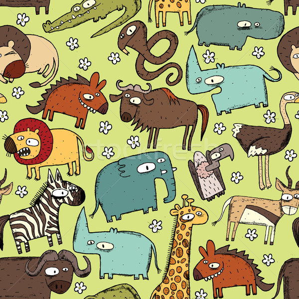 Afrikaanse dieren collage doodle tekeningen Stockfoto © VOOK