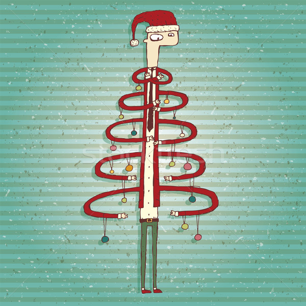 商业照片: 滑稽 · 人的 · 圣诞树 · 贺卡 · 孤立 ·组