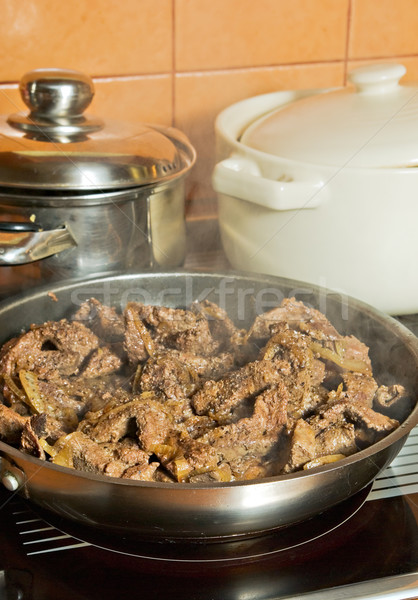 Foto stock: Carne · jugoso · cerdo · alimentos · humo · petróleo