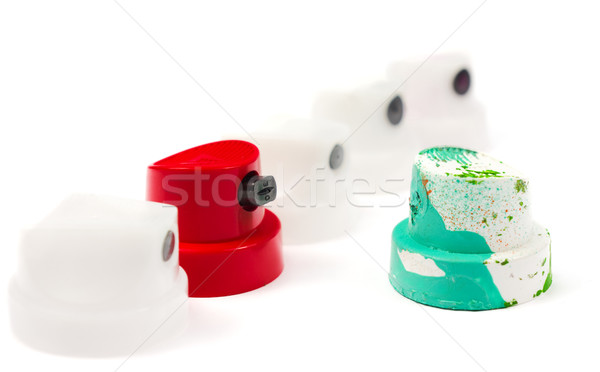 Verf spray kan mondstuk cap witte Stockfoto © vrvalerian