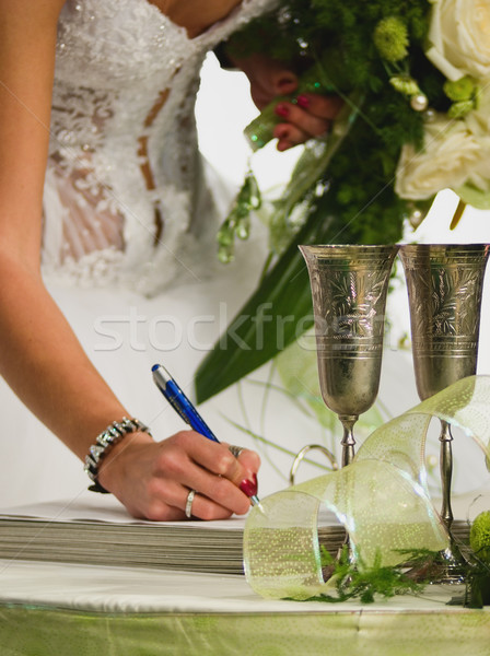 Sposa wedding fiori bouquet firma Foto d'archivio © vrvalerian