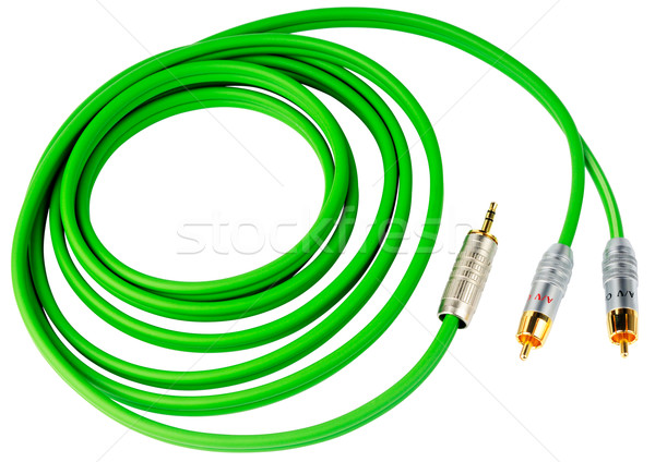 Audio kabel zielone trzy selektywne focus odizolowany Zdjęcia stock © vtls