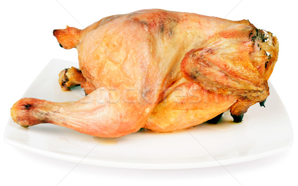 Pieczony kurczak kurczaka tablicy odizolowany biały Zdjęcia stock © vtls