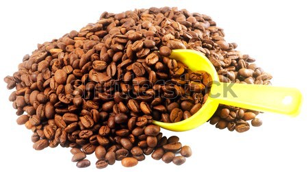Koffiebonen schep Geel geïsoleerd witte Stockfoto © vtls
