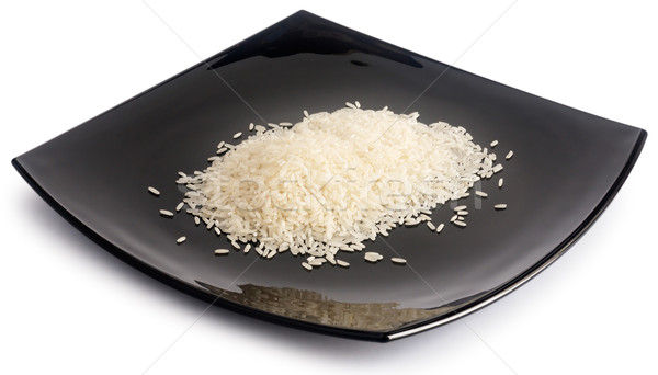 Reis schwarz Platte weiß Körner Stock foto © vtls