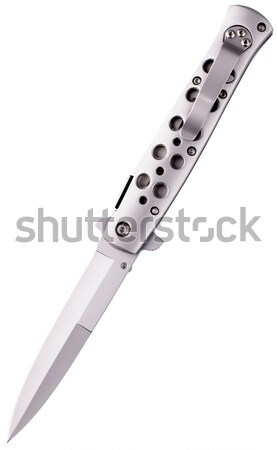 Otwarte nóż odizolowany polowanie ze stali nierdzewnej biały Zdjęcia stock © vtls