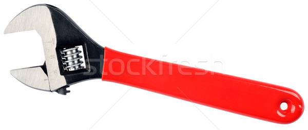 [[stock_photo]]: Réglable · clé · isolé · acier · rouge · plastique