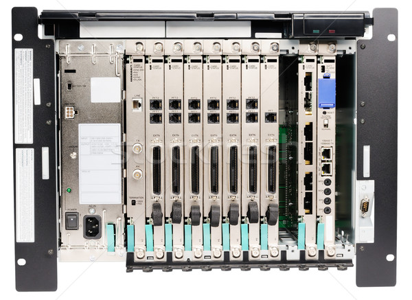 ストックフォト: 電話 · スイッチ · フロント · 表示 · 電話 · ラック