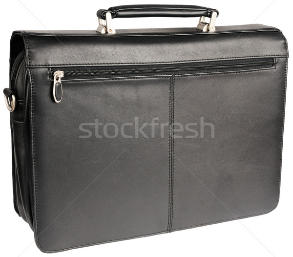 Cuero maletín negro vista posterior aislado blanco Foto stock © vtls