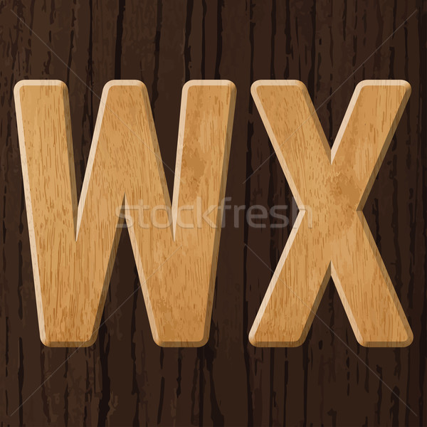 Madeira cartas geométrico fonte textura de madeira assinar Foto stock © vtorous