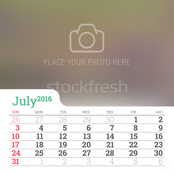 Kalender grid 2016 vector ontwerpsjabloon kantoor Stockfoto © vtorous